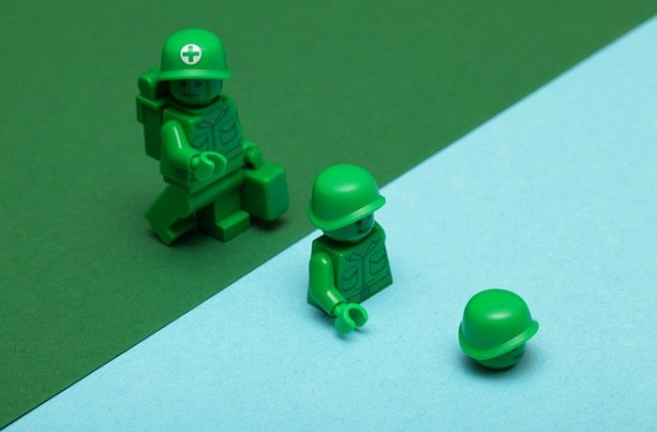 easing into water lego man easing into water