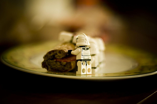 Bread Lego men eating bread