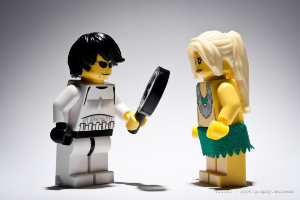 Storm Trooper Builds Confidence with Girl Storm Trooper holds magnifying glass up to girl, begins to build confidence