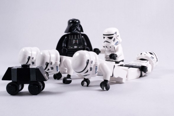 Storm Troopers Workout with Small Exercises Storm Troopers workout with Darth Vader watching, small exercises